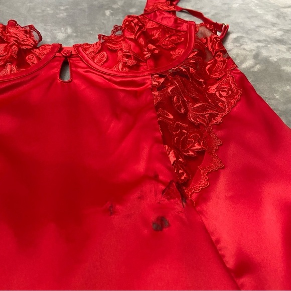 New! For Love & Lemons FLAWED Red Romantic Roses Slip Dress 10972 - Picture 8 of 10